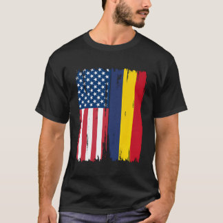 T-shirt États-Unis Roumanie Semi-américain Drapeau Racines
