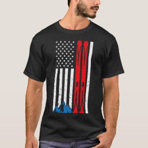 T-shirt États-Unis Ski drapeau américain Ski Ski Ski Winte