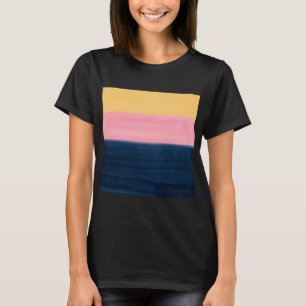 T-shirt Été Bleu rose Jaune Taches Gris Peinture