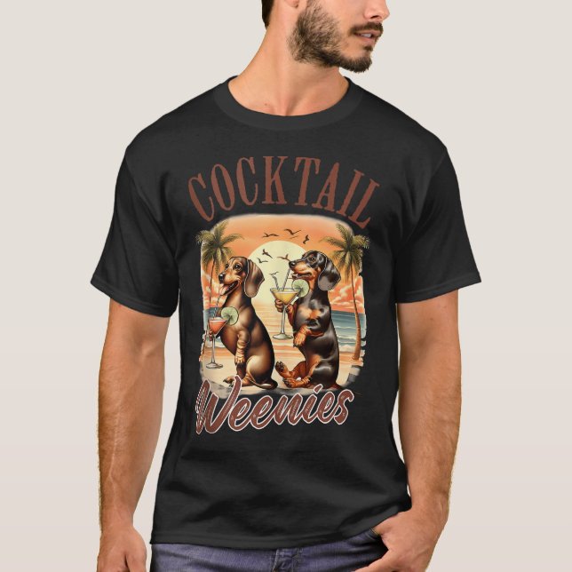 T-shirt Été Dachshund Wiener Boire Cocktail Cocktail (Devant)
