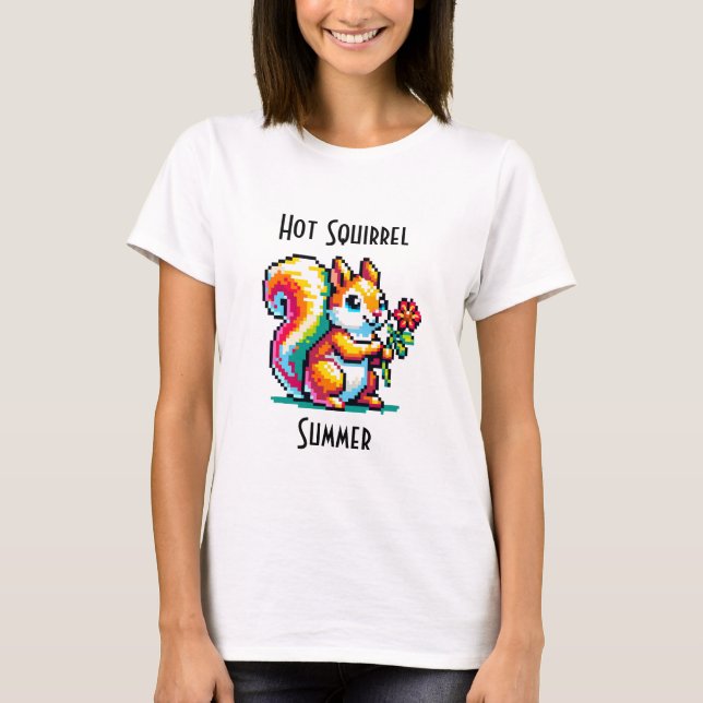 T-shirt Été d'écureuil chaud | Art Pixel Pun d'écureuil (Devant)