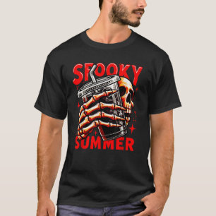 T-shirt Été Éffrayant Été Snarky Skeleton Coffee Ha