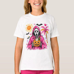 T-shirt Été Halloween Fantôme Rose