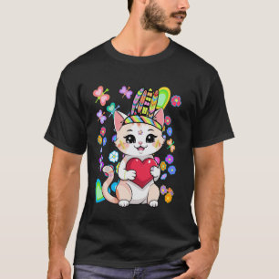 T-shirt Été Hippie Chat Cœur Chats Hippies Chatons Enfant