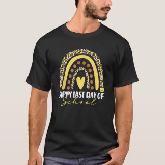 T-shirt Été Joyeux Dernier Jour De L'École Leopard Rainbow