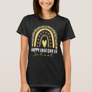 T-shirt Été Joyeux Dernier Jour De L'École Leopard Rainbow