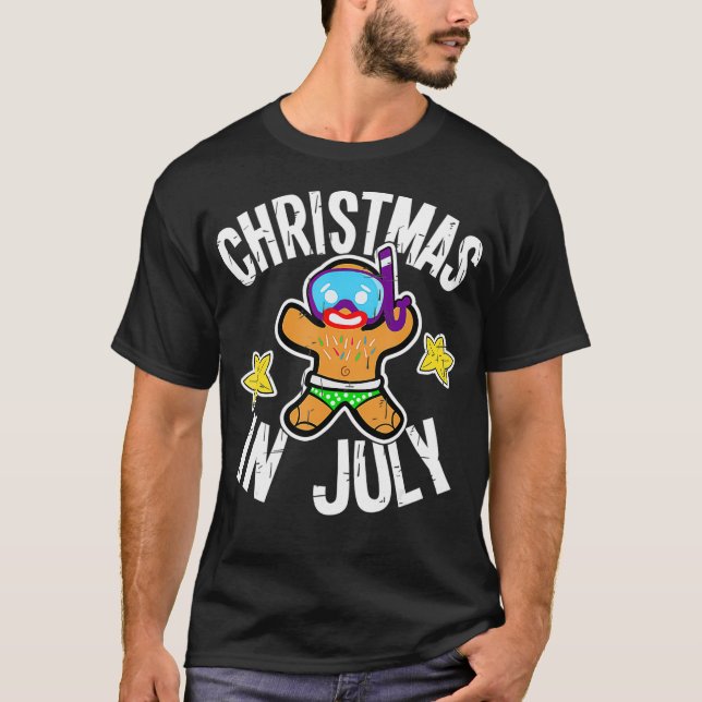 T-shirt Été Noël Gingerbread Homme Snorkel pour Noël (Devant)