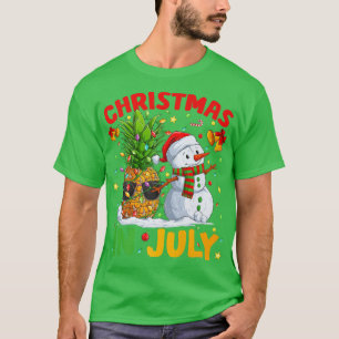 T-shirt Été Noël Lumières Ananas Sable Snowman Noël