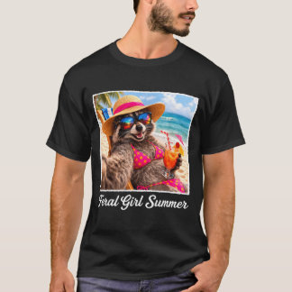 T-shirt Été rétro fille sauvage drôle de raton laveur ambi