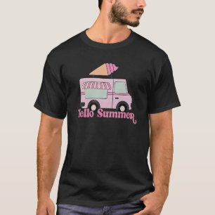 T-shirt Été Rétro Vintage Crème de glace Camion Bonjour Ét