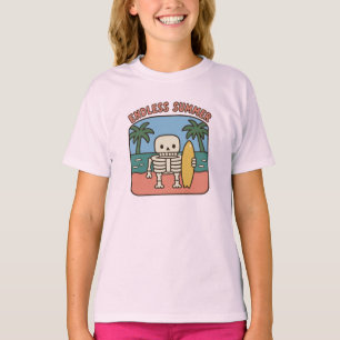 T-shirt Été sans fin Surfant Squelette Rétro Plage Nostal