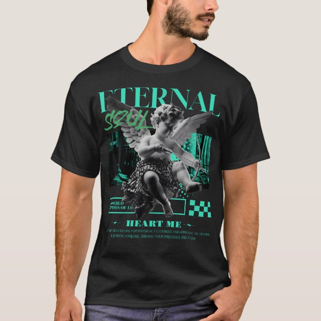 T-shirt Eternal Angel Black Green Glow 3S Matching Tee Pou (Devant)