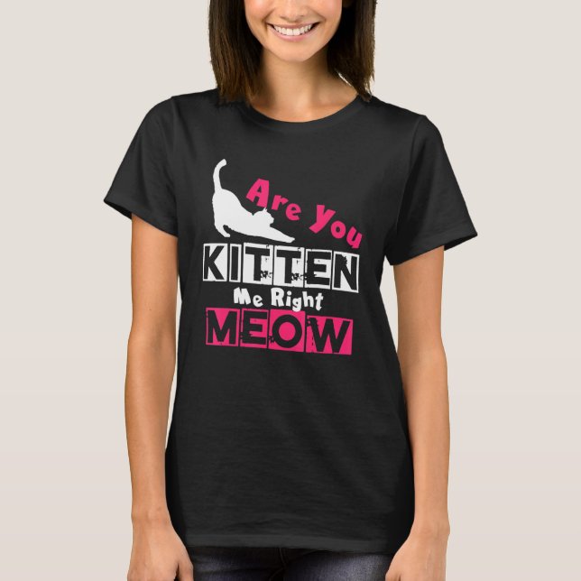 T-shirt Êtes-Vous Kitten Me Droite Meow Chat Plaisanterie (Devant)