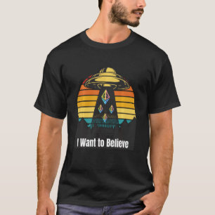 T-shirt Ethereum Ufo Rencontre Retro Sunset Je Veux À Beli