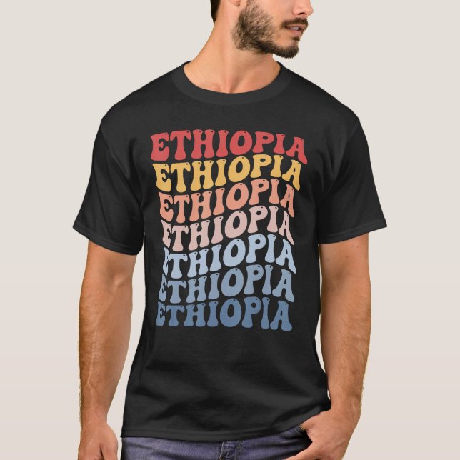 T-shirt Ethiopia Groovy Retro Ethiopian (Devant)