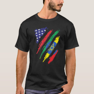 T-shirt Éthiopie American Grosse Drapeau USA Patriot Herit