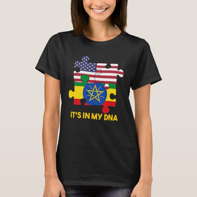 T-shirt Éthiopie Éthiopiens Afrique Drapeau Fier ADN Améri (Devant)