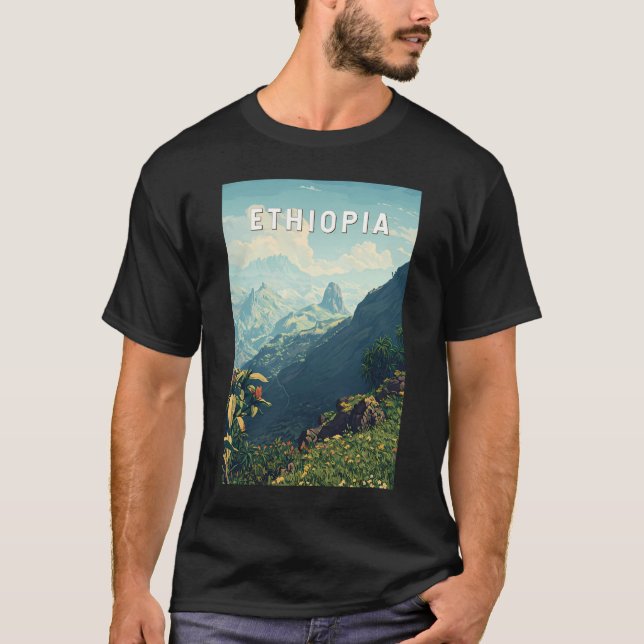 T-shirt Ethiopie Illustration Voyage Art Vintage (Devant)