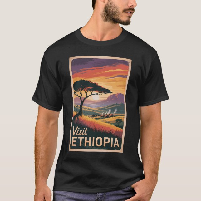 T-shirt Ethiopie Sunset Travel Art Vintage (Devant)