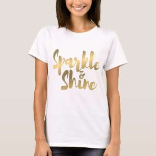 T-shirt étincelle brillante brosse or effet métal