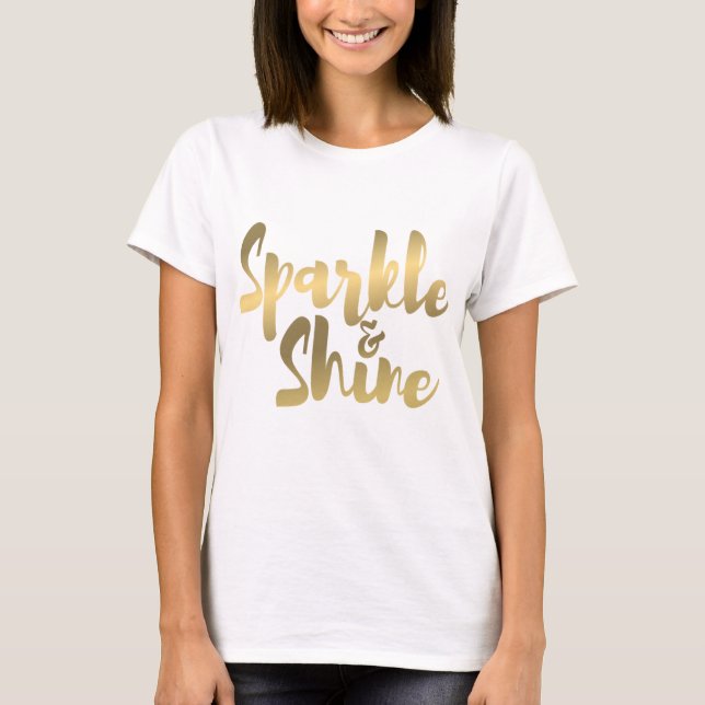 T-shirt étincelle brillante brosse or effet métal (Devant)