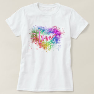 T-shirt Étincelle colorée parties scintillant coeur amour 