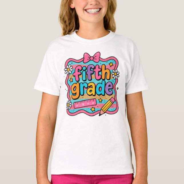 T-shirt Étincelle et brillance Cinquième année Retour à l' (Devant)