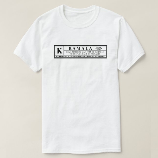 T-shirt Étiquette d'avertissement de Kamala (Design devant)