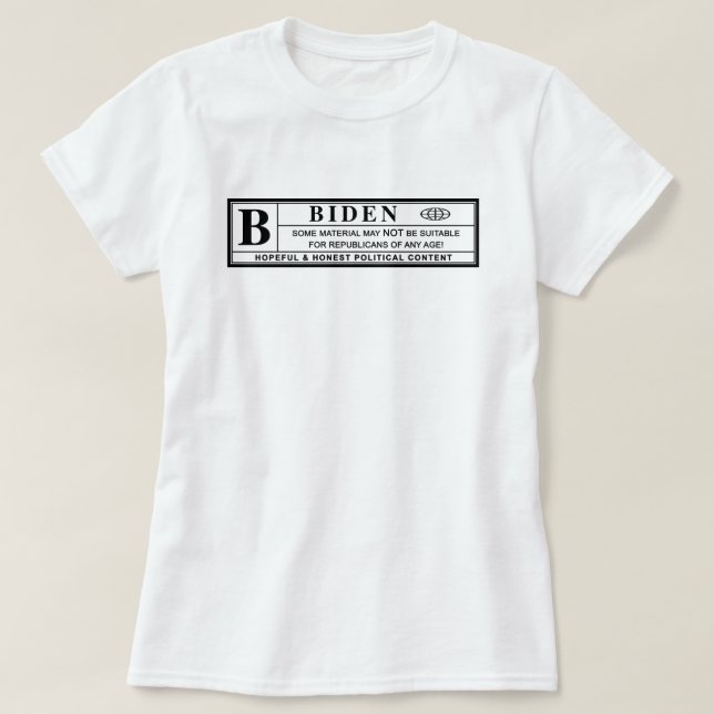T-shirt Étiquette d'avertissement Joe Biden (Design devant)