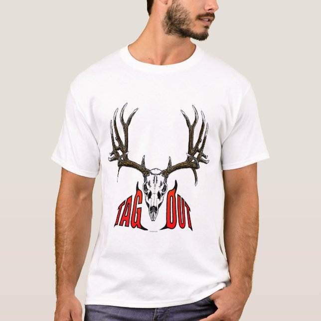 T-shirt étiquette de crâne de cerfs communs de mule (Devant)
