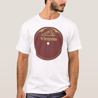 T-shirt Étiquette de disque de Victrola - blanc
