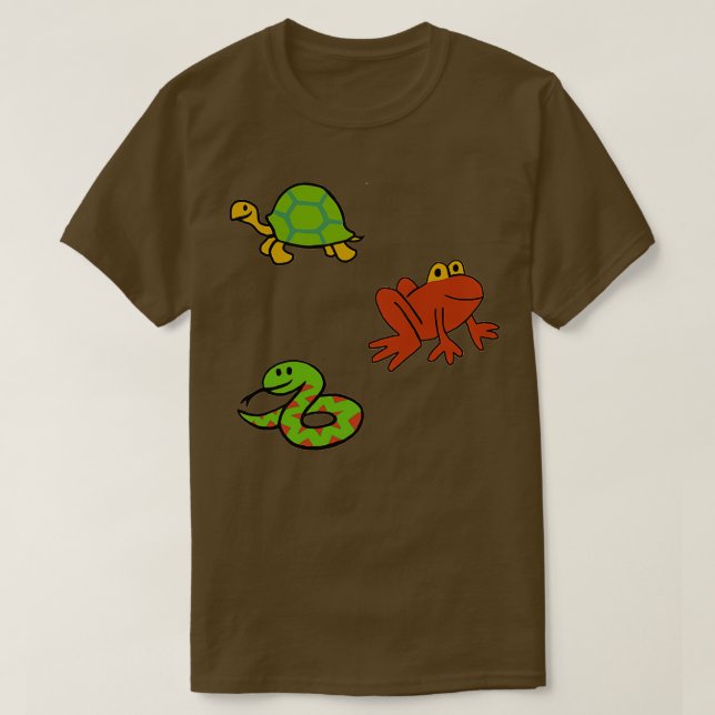T-shirt Étiquette de la tortue des serpents de grenouille  (Design devant)