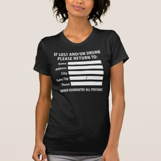 T-shirt Étiquette de retour perdu/bu
