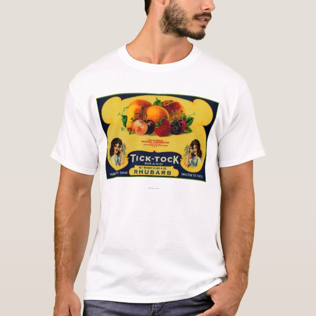 T-shirt Étiquette de rhubarbe de Tock de coutil (Devant)