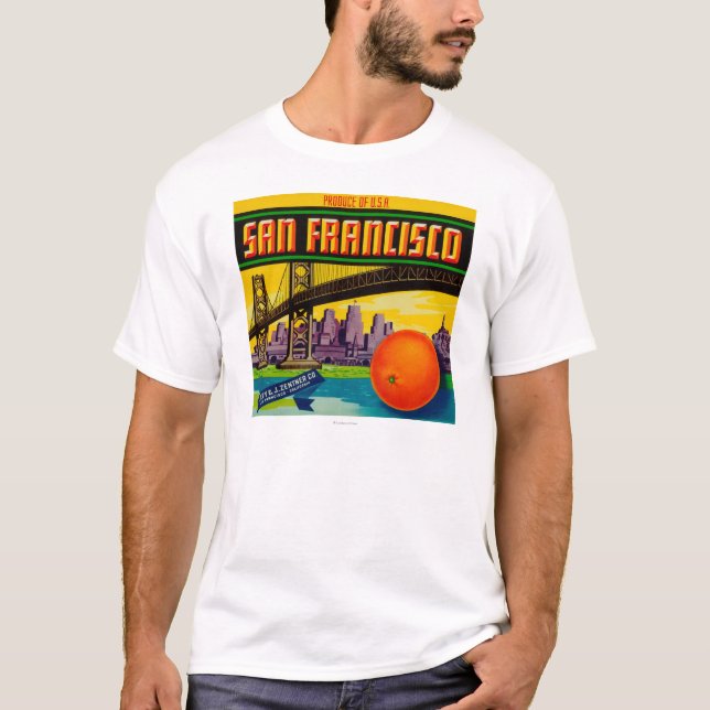 T-shirt Étiquette orange de San Francisco (Devant)