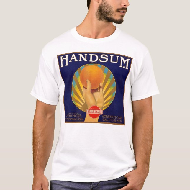 T-shirt étiquette orange Handsum de caisse des années 1930 (Devant)