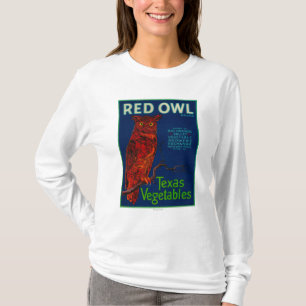 T-shirt Étiquette végétal de hibou rouge
