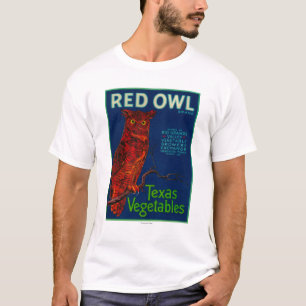 T-shirt Étiquette végétal de hibou rouge