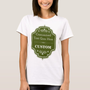 T-shirt Étiquette vintage de vert olive