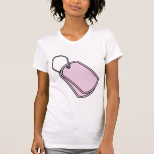 T-shirt Étiquettes de chien roses - blanc
