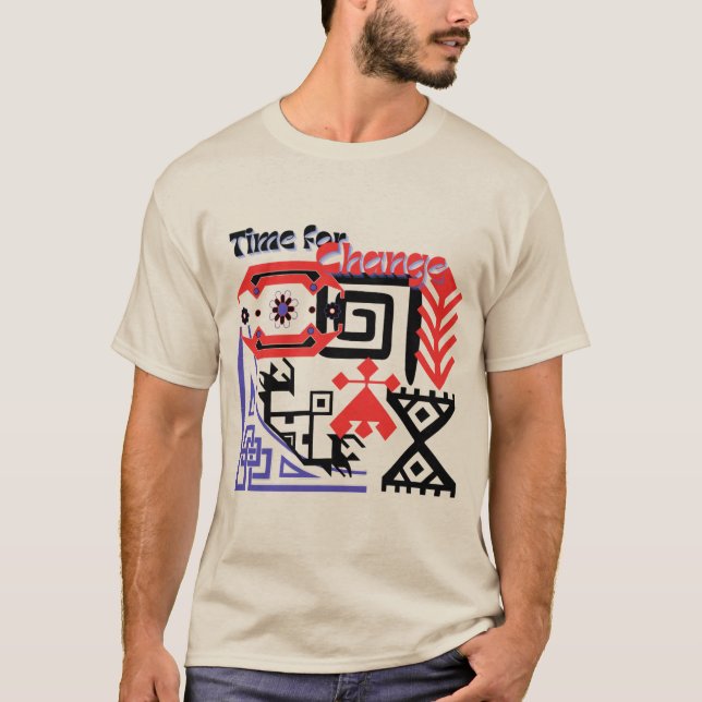 T-Shirt etnhic patterned beige (Front)
