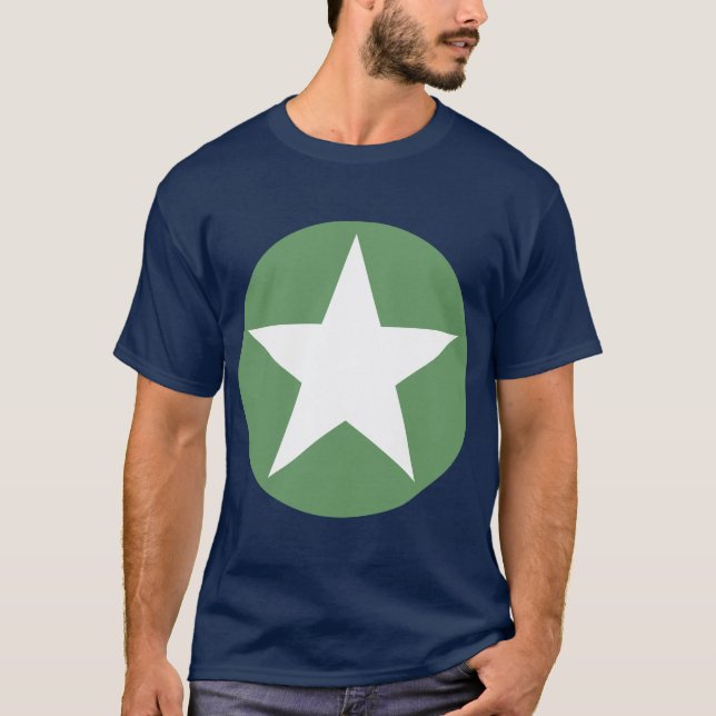 T-shirt Étoile cerclée - Blanc avec Vert de l'Armée (Devant)