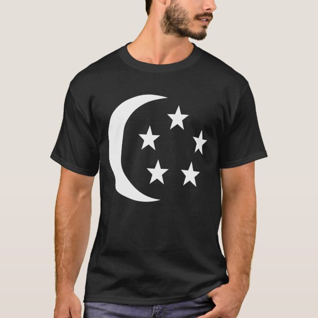 T-shirt Étoile de lune de drapeau de Singapour (Devant)