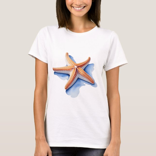 T-shirt Étoile de mer et silhouette bleue (Devant)