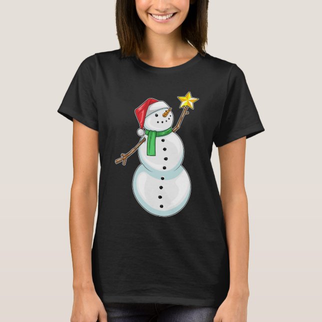T-shirt Étoile de Noël de Snowman (Devant)