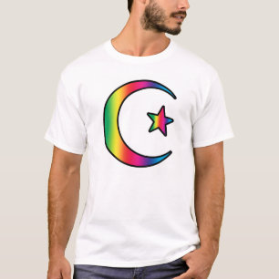 T-shirt Étoile et croissant islamiques d'arc-en-ciel