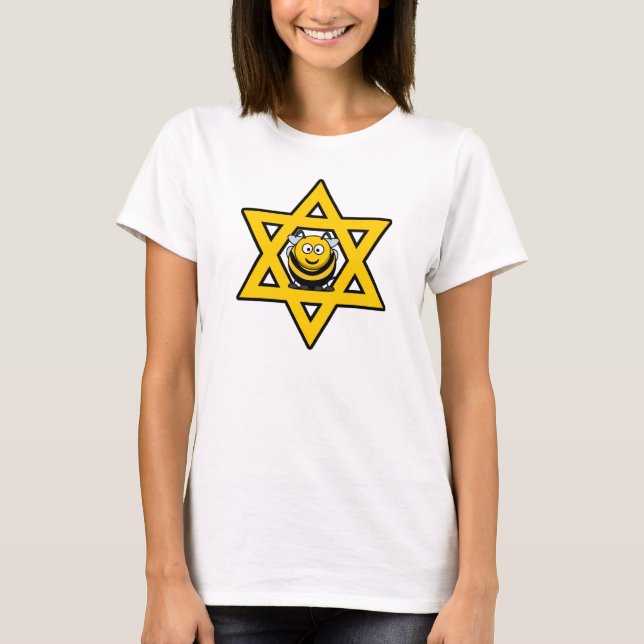 T-shirt Étoile juive de David avec une abeille de miel (Devant)