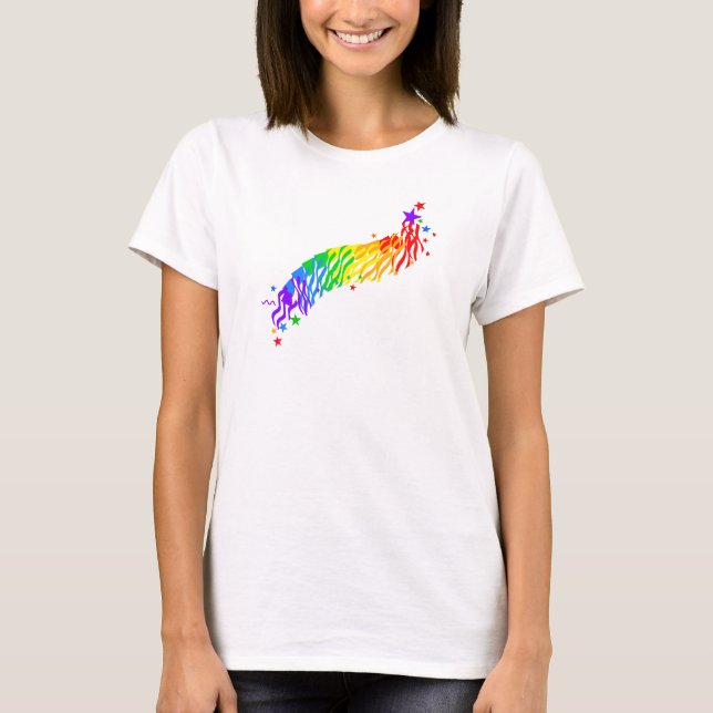 T-shirt Etoiles arc-en-ciel et Streamers (Devant)