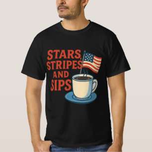 T-shirt Étoiles, Bandes et Gorgées   Café Rétro Américain 