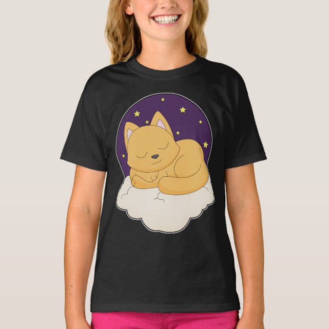 T-shirt Étoiles de nuages de chat (Devant)